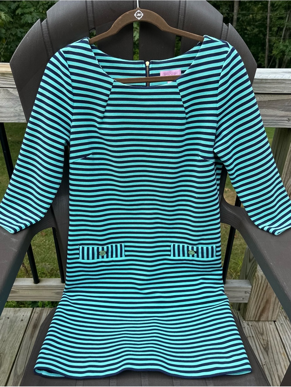 Lilly Pulitzer Navy & Teal Charlene Shift Dress-Size L